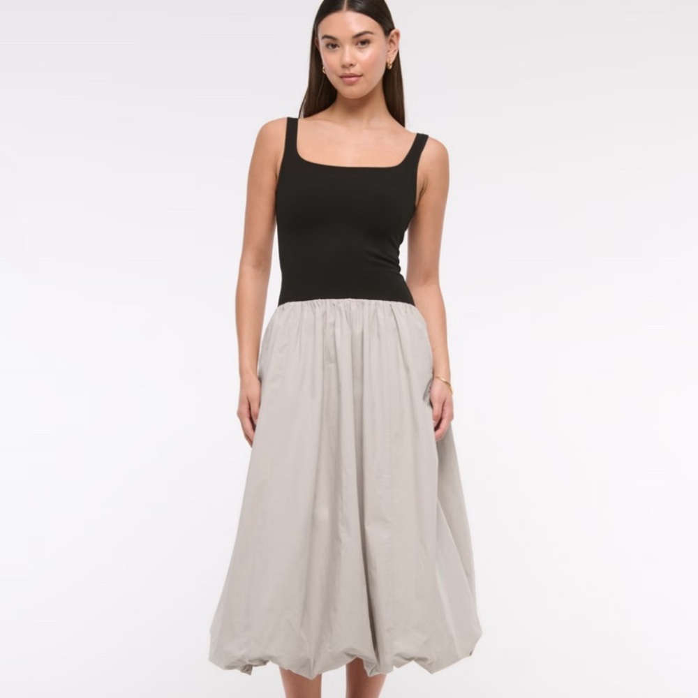 Abercrombie and Fitch Mixed Fabric Midi Dress